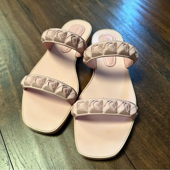 New Stuart Weitzman Rosita Dual Strap Slide Rubber Sandal Pink Flat Size 7.5 - Picture 10 of 10